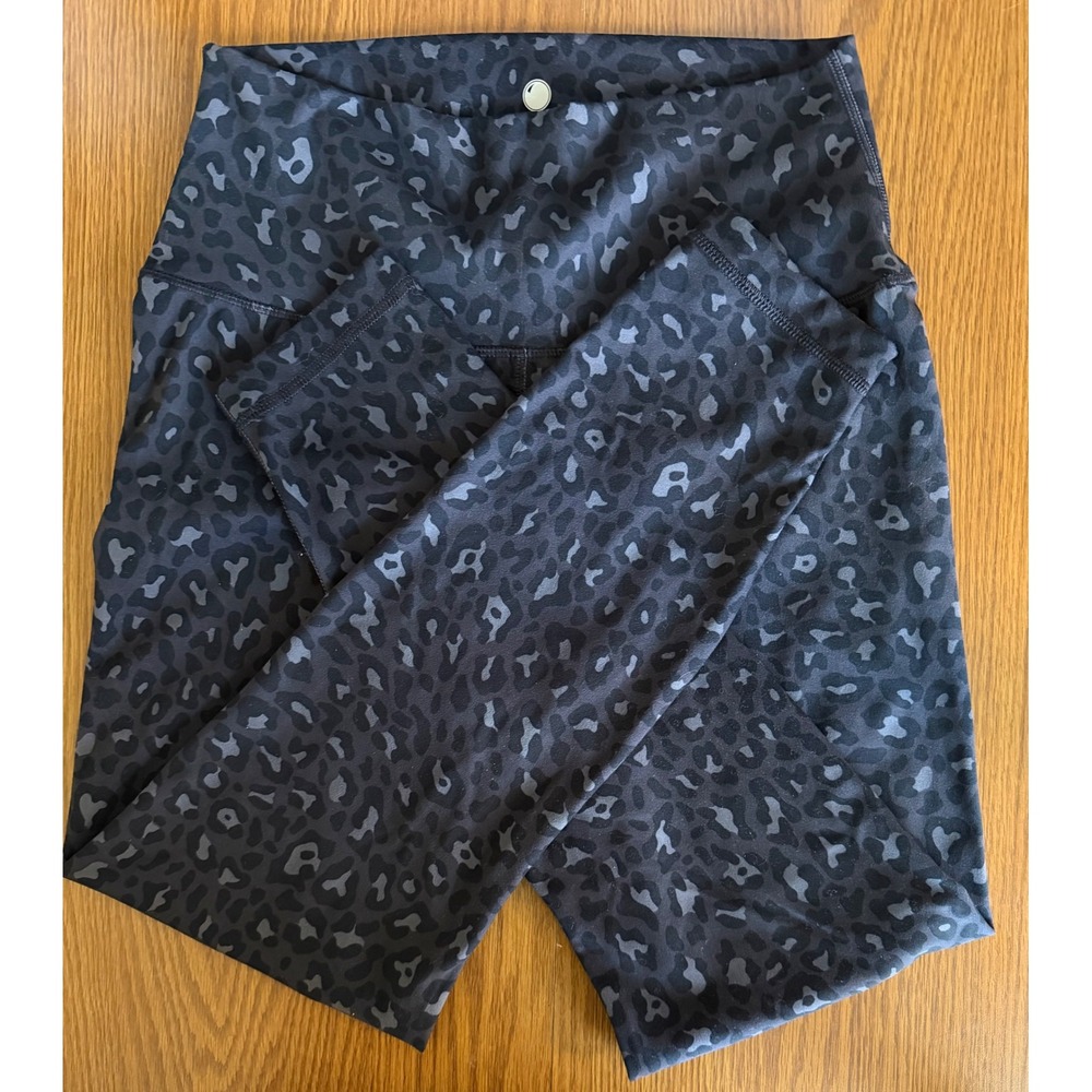 Yogalicious Lux Everyday Tight Leopard Print Leggings Gray Black Size L 25.5"
